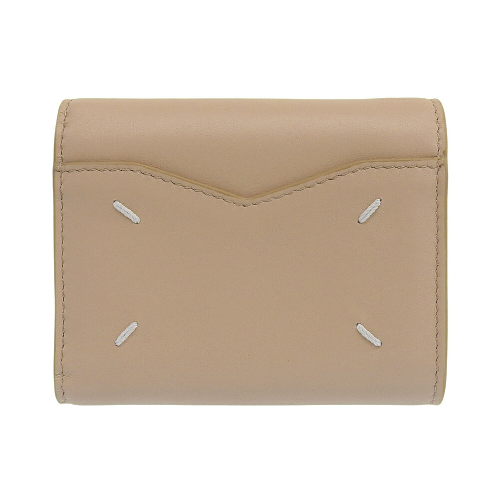 【中古】 箱付未使用 メゾン マルジェラ Maison Margiela 2022年商品 S56UI0136 4ステッチ 3つ折り財布 レザー メンズ レディース 三つ折り ベージュ