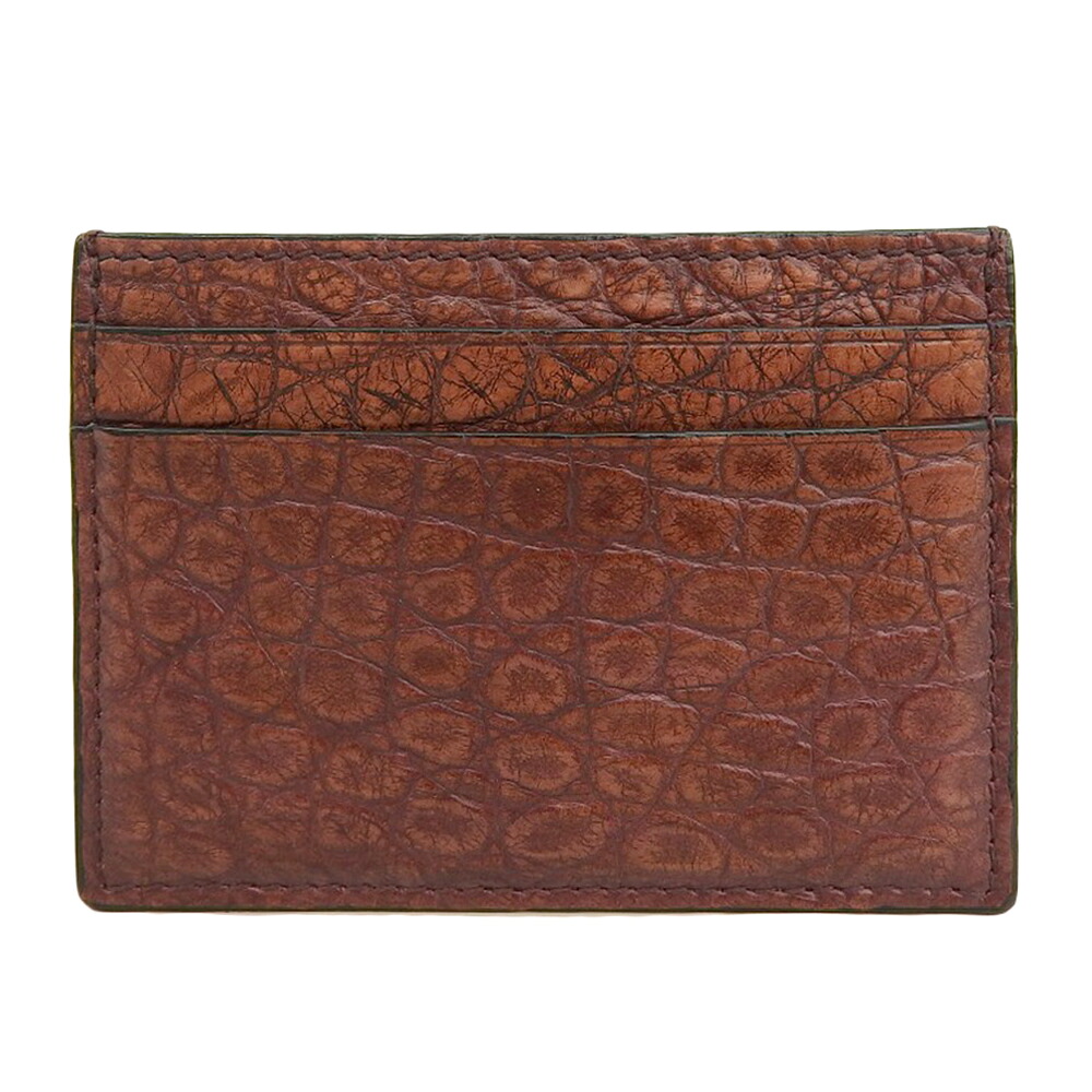 【中古】 超美品 グッチ GUCCI Y2K ヴィンテージ レアアイテム クロコダイルレザー パス 名刺 カードケース ホルダー ブラウン メンズ ビジネス ほぼ未使用