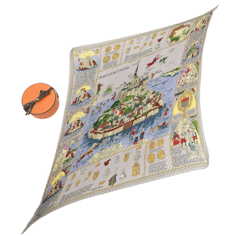 百貨店大売り出し！【中古】箱付超美品 Mont Sainct Michel モンサンミッシェル 筋目 えり巻き レアアイテム ほぼ未当て嵌める