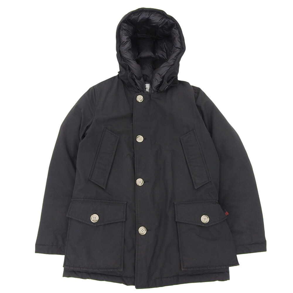 百貨店大売り出し！【中古】美品 付け届けロゴタイプ WOOU0391 アークティックパーカー 鳥毛落ち込む 上衣 厚地の外套 XXS 黒 メンズ アウトドア 旅