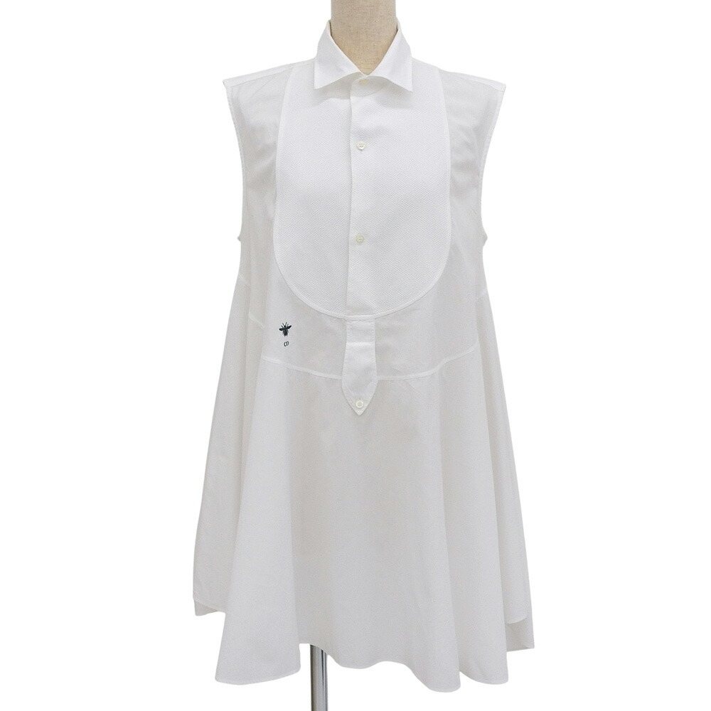 【中古】 超美品 クリスチャンディオール Christian Dior 2018年商品 BEE刺繍 ノースリーブ フレア ワンピース 44 レディース ほぼ未使用