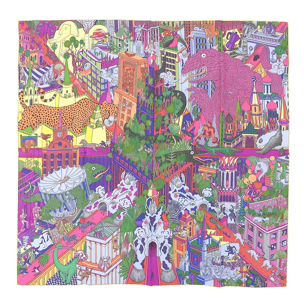 百貨店大売り出し！【中古】箱付超美品 2022年商いもの Animapolis アニマポリス 90 地絹100% えり巻き 袈裟 マルチ色つや 超滅多に無い ユニ一発やる ほぼ未当て嵌める