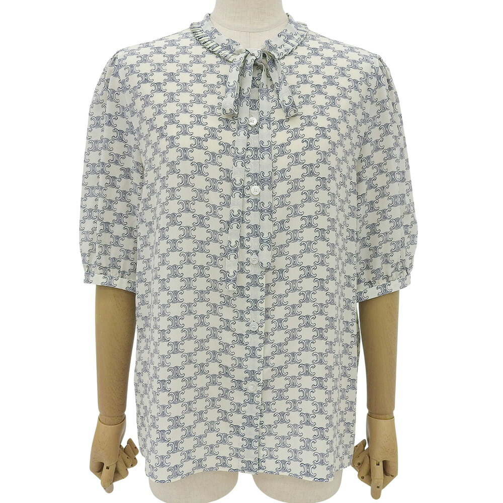 楽天市場】CELINE セリーヌ Triomphe Frill Blouse クレープ ド シーヌ