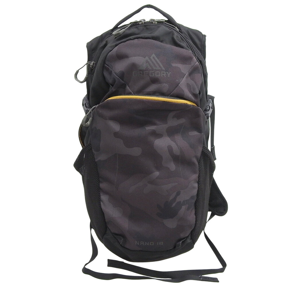 新着【中古】 超美品 グレゴリー GREGORY 現行 1114989183 ナノ18 ブラックウッドランド ナイロン リュック バックパック 18L 定価11000円