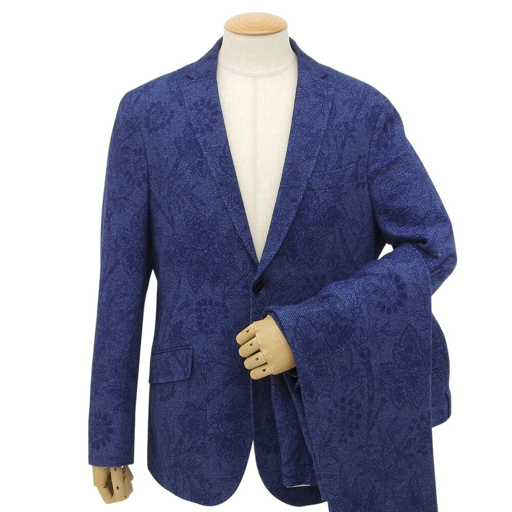 新着【中古】 超美品 エトロ ETRO 2023年商品 コットンリネン シャドーペイズリープリント 2つボタン ジャケット 52 スーツ メンズ