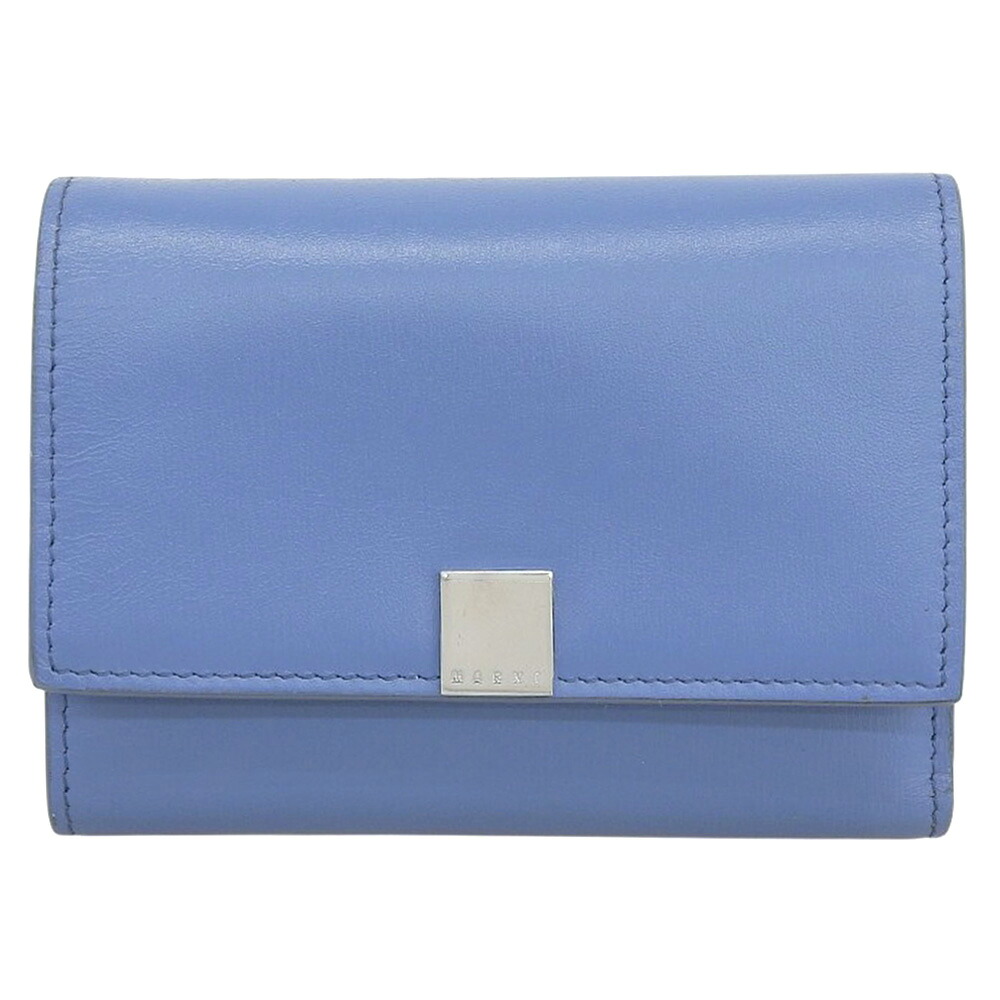 スーパーセール！【中古】美品 PFMO0104U0 P6039 TRIFOLD カーフレザー ミニウォレット 三つ折り財布 ブルー 定価86900円｜With Trading