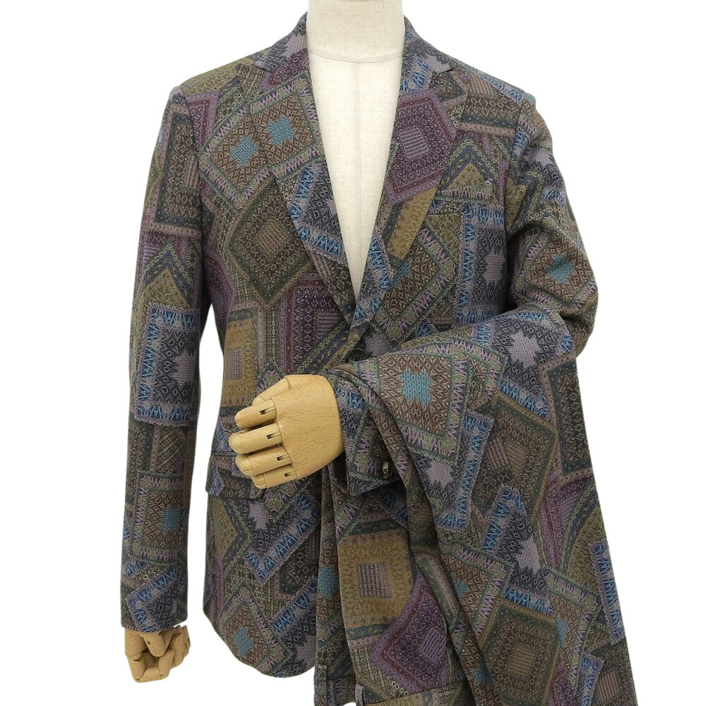 新着【中古】 超美品 エトロ ETRO 2021年商品 COMTORTETRO 総柄 ペイズリー コットン ジャケット 52 スーツ メンズ