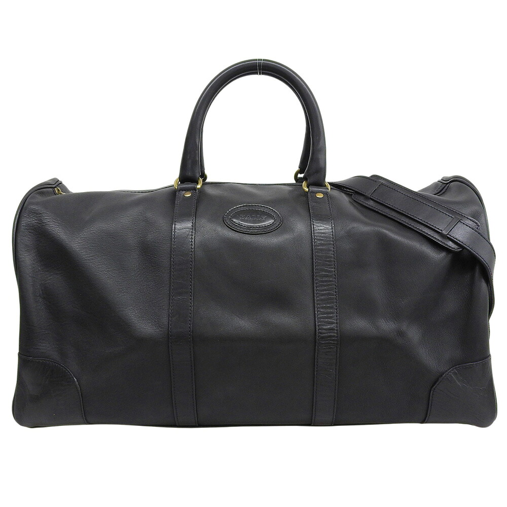 新着【中古】 美品 バリー BALLY レザー ボストンバッグ 2way ショルダー 本革 ブラック 黒 大容量 旅行 メンズ