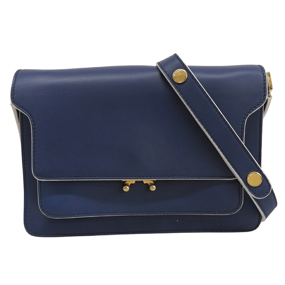 スーパーセール！【中古】美品 TRUNK BAG トランク ミディアム ショルダー バッグ クロスボディ ブルー｜With Trading