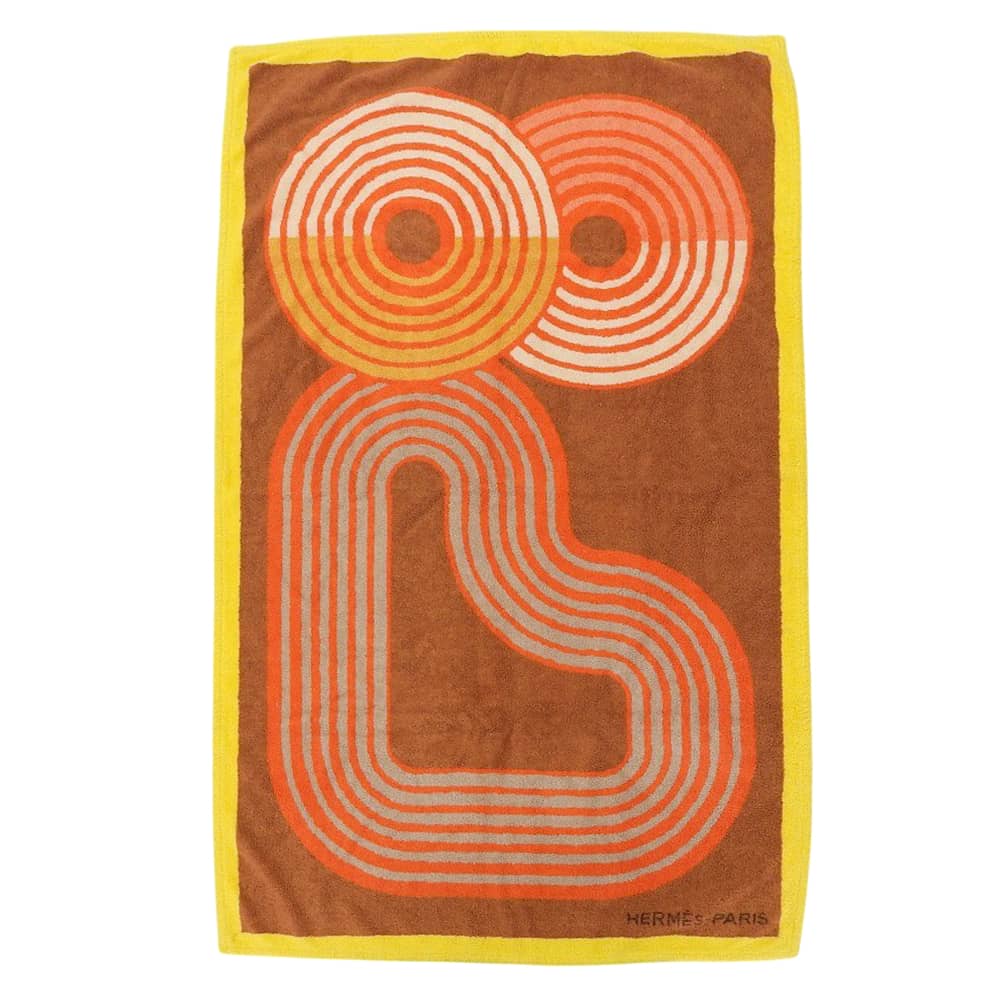 新着【中古】 超美品 エルメス HERMES 綿織物100％ 砂浜 西洋手ぬぐい ゼン・オ・ソレイユ ジョーヌ 約150×90糎 ほぼ未当て嵌める