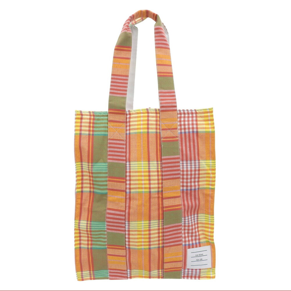 新着【中古】 タグ付き 未使用 トムブラウン THOM BROWNE FAP147A-03283 675 マドラスチェック コットン ショルダー トート バッグ 鞄 肩掛け｜With Trading