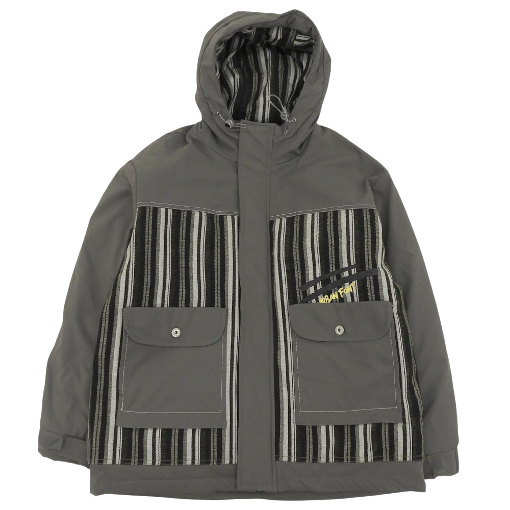新着【中古】 超美品 ユアボニ UABONI えの具工業 フーテッド 落ちこむ 上衣 大きさ50 縞模様 カーキ メンズ