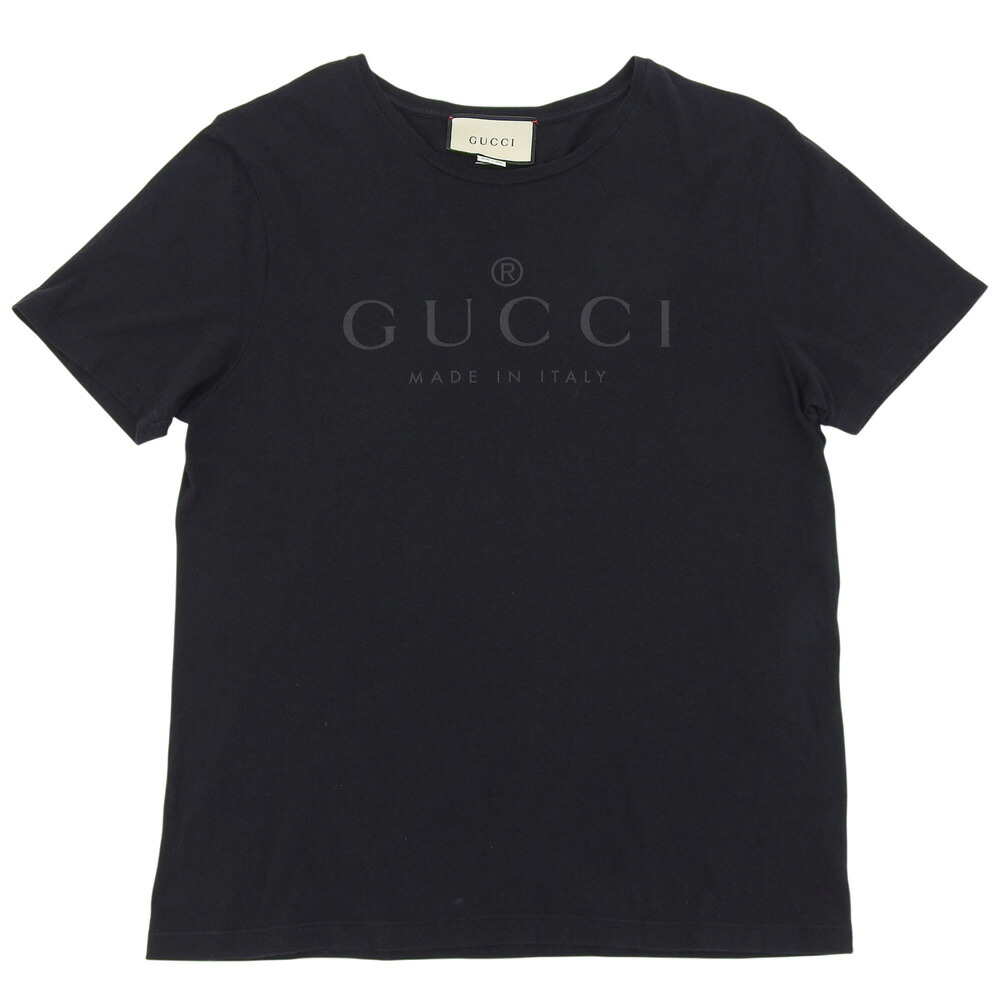 新着【中古】 美品 グッチ GUCCI ミケーレ期 441685 GUCCI チェストロゴ 労働者の一団のど首 ティーシャツ L メンズ 黒