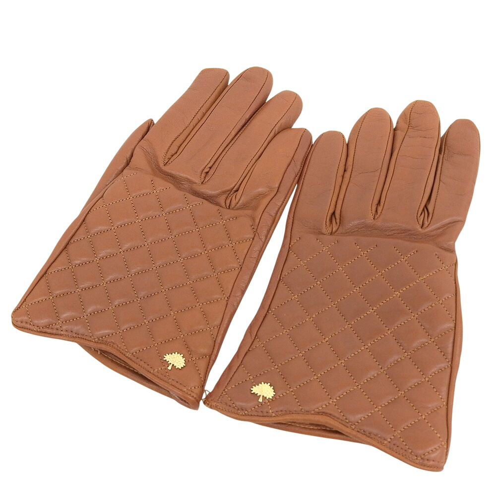 新着【中古】 超美品 マルベリー MULBERRY ソフト ナッパレザー キルティング グローブ 手袋 サイズS ブラウン レディース｜With Trading 7,000円