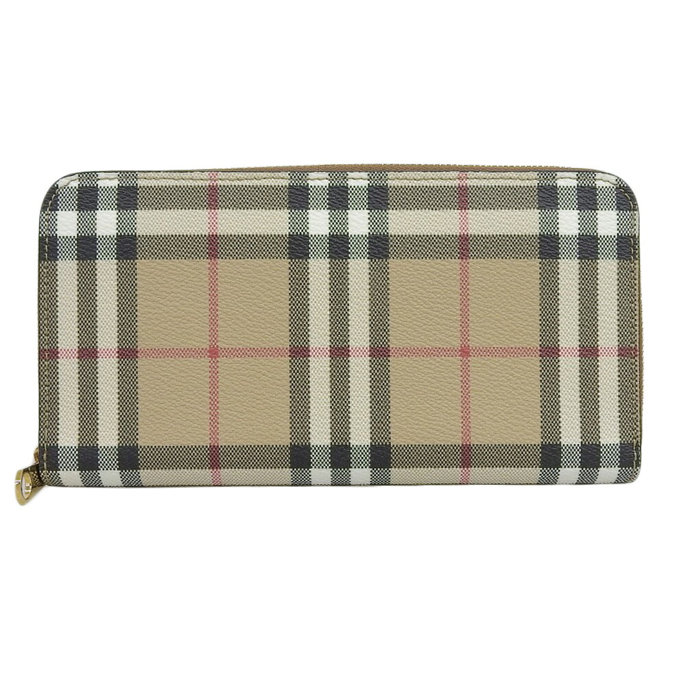 新着【中古】 超美品 バーバリー BURBERRY 2023年 ラウンドファスナー 長財布 小銭入れ付き チェック 定価88000円 未使用|With Trading