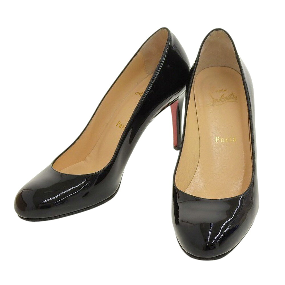 【中古】 箱付美品 クリスチャンルブタン Christian Louboutin SIMPLE PUMP 85 パテントレザー ラウンドトゥ パンプス 36 黒 ラバーソール加工未使用 レディース 18,648円