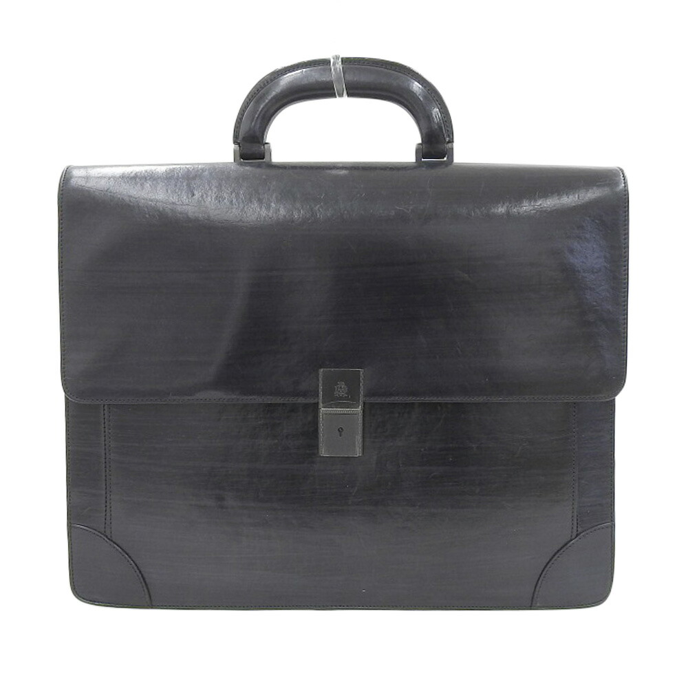 【中古】美品 ダン吸血鬼 dunhill 付け届けロゴタイプ 連合王国 ブライドル なめし革 商行為 御徒面子 アタッシュ ブリーフ 背広 入れもの 黒 メンズ 内スエードクロス B4