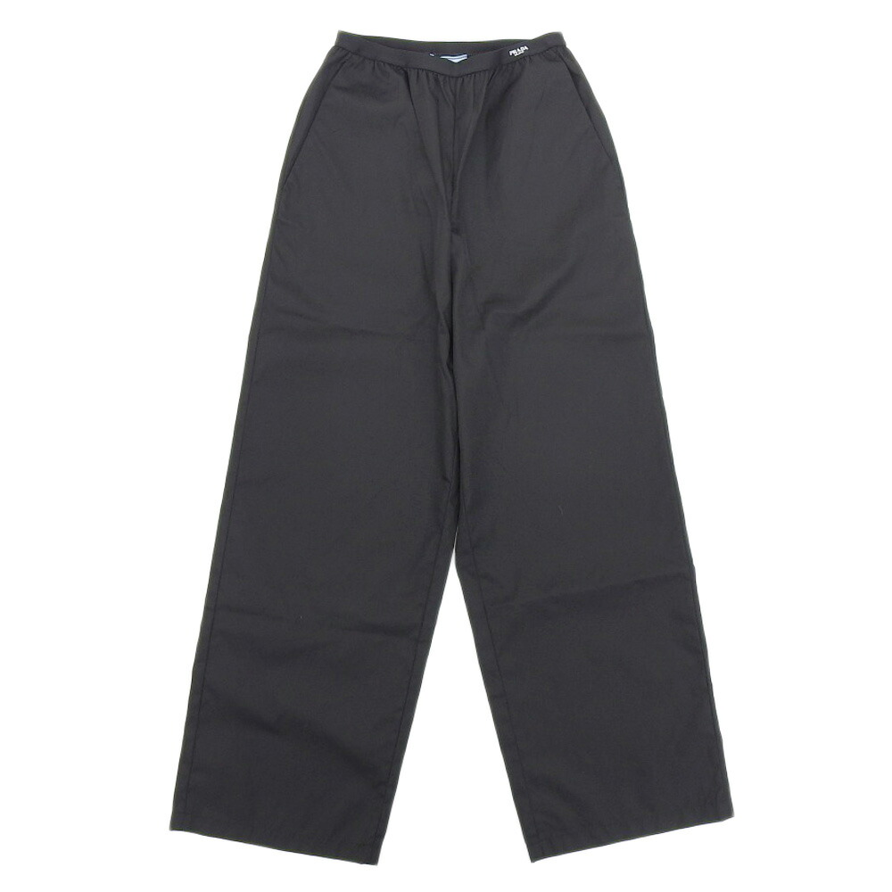 【中古】超美品 プラダ PRADA 2022年商品 22Y887S2311WQ8 RE-NYRON ハイライズ ワイドレッグ パンツ 38 S 黒 レディース ほぼ未使用 定価170500円|With Trading