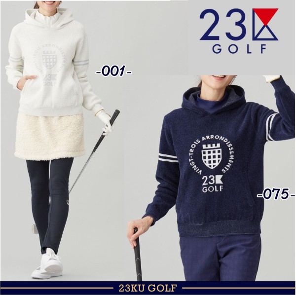 【PREMIUM SALE 50%超OFF】 【春のゴルフ応援企画】 23区GOLFレディース フロントロゴ フーディー◆トレーナー パーカー【KRVLCW-0434】