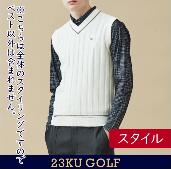 23区GOLFメンズコットンアクリル ニットベスト メンズウェア | lunatici.it