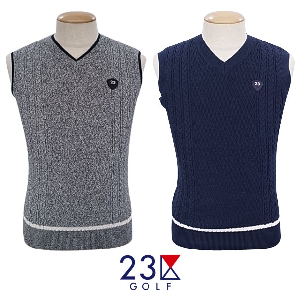 23区GOLFメンズコットンメランジベスト