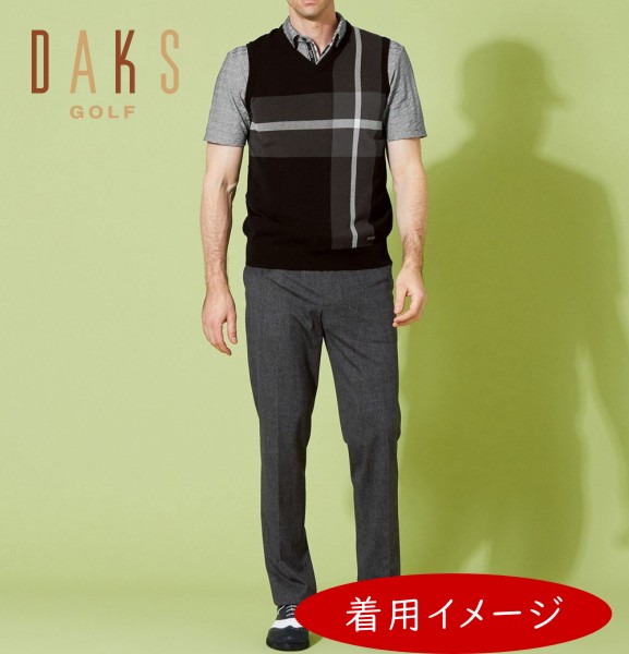 【New】DAKSGOLFメンズDAKSロゴジャガードベスト【KRDUNS-0205BK】==MadeinJapan==