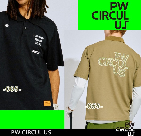 【新品】【未使用品】PW CIRCULUS Lサイズ ゴルフ シャツ 半袖 PW CIRCULUS ピーダブリュサーキュラス 半袖シャツ ブラック系