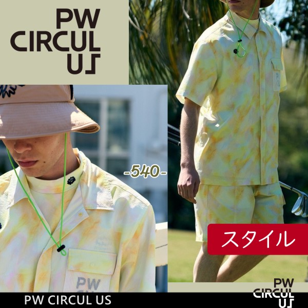 【新品】【未使用品】PW CIRCULUS Lサイズ ゴルフ シャツ 半袖 PW CIRCULUS ピーダブリュサーキュラス 半袖シャツ ブラック系