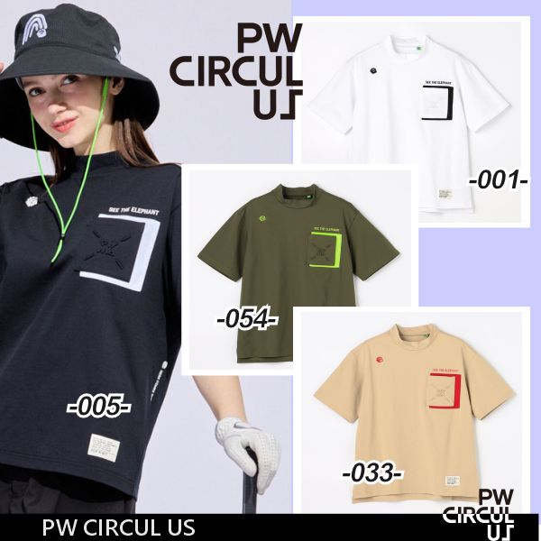 【春夏新】【PW CIRCULUS・ピーダブリュサーキュラス】【吸水速乾＝UVカット＝ストレッチ】レディース ポケットモックネック◆半袖シャツ【KHPQLM-0518】【SUM1】【B-64】【B-72】｜ゴルフウェーブオンライン