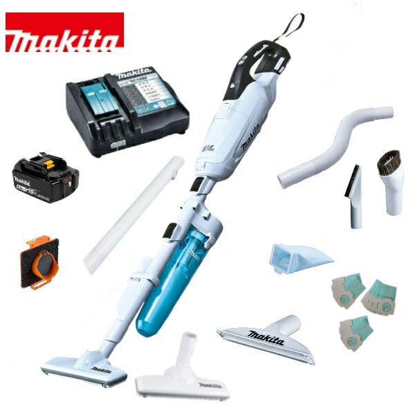 お手入れ簡単 マキタ コードレス 当店オリジナルセット 連続使用1分以上 当店だけ バッテリー充電器も1年保証 紙パック式 掃除機 大容量バッテリー 18v 18v 家も車内も隅々バッチリ ロック付サイクロン Cl2fdzw 急速充電器 純正アタッチメント 消耗品