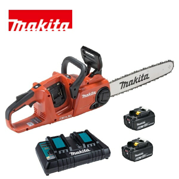 マキタ 18V + 18V 36V 申し受ける式チェンソー MUC353DF MUC400D 赤 ガイドバー 350粍 400粍 25AP 蓄電池BL1860B 2口手っとり早い申し受ける器 DC18RD 本体のみ 仕掛ける ブラシレスモーター 切りはなす 園芸 makita