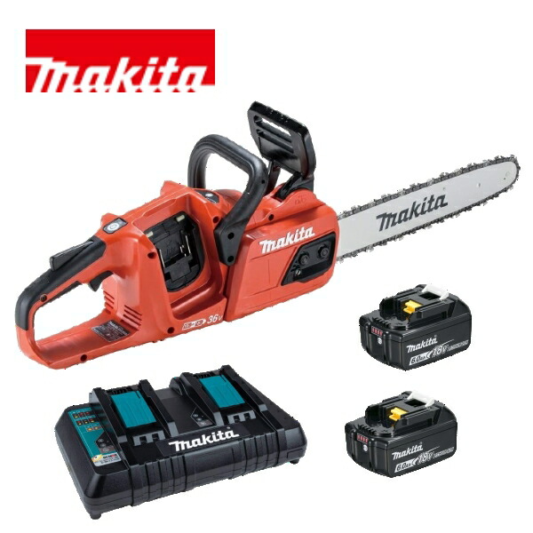 マキタ 18V + 18V 36V 申し受ける式チェンソー MUC355D MUC405D 赤 ガイドバー 350粍 400粍 25AP ダブル中毒者 乾電池BL1860B 2口手っとり早い申し受ける器 DC18RD 本体のみ 書き割り ブラシレスモーター 切りおとす 園芸 makita
