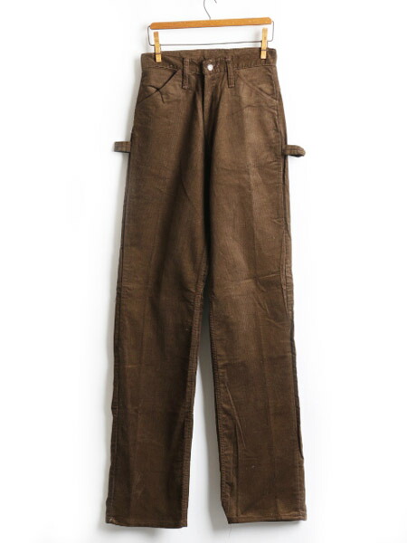 【4/20 48h777円OFFクーポン×P4倍】 デッドストック 70's ★ DEE CEE コーデュロイ ペインター ワークパンツ ( レディース 女性 26 34 程) 70年代 ブラウン 細畝 古着 無地| 【USA古着】 【古着】 コーデュロイパンツ ペインターパンツ ワークパンツ コーズ ボトムス スト