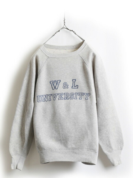 最適な材料 60s ビンテージ ラグラン スリーブ 2段 フロッキー カレッジ プリント コットン スウェット レディース メンズ Xs 程 古着 トレーナー Usa古着 古着 中古 スエット 60年代 霜降り グレー 杢 クルーネック プルオーバー フラットシーマ 男女兼用