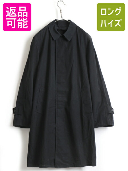 安心の定価販売 黒 60s ビンテージ Koratron ステンカラー ロング コート メンズ 男性 M 程 古着 ロングコート ブラック 薄手 ロング丈 無地 Usa古着 中古 ステンカラーコート バルマカーンコート ポケット付き アウター 無地 スプリングコート 60年代
