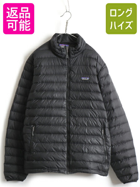 送料込 14年製 大きいサイズ Xl パタゴニア フルジップ ダウン セーター 男性 メンズ ジャケット ブルゾン Patagonia 古着 ワンポイント 黒 Usa古着 中古 ダウンジャケット アウター 刺繍 アウトドア ダウンセーター ハイネック ジャンパー 収納ポケット