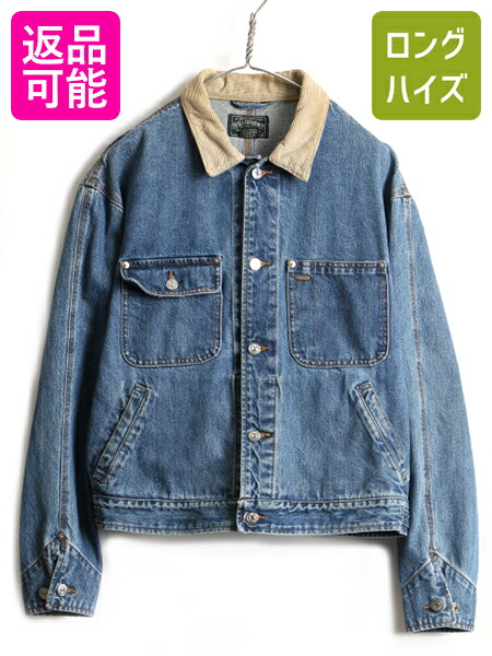 80s ポロラルフローレン デニムカバーオールジャケット メンズXLサイズ