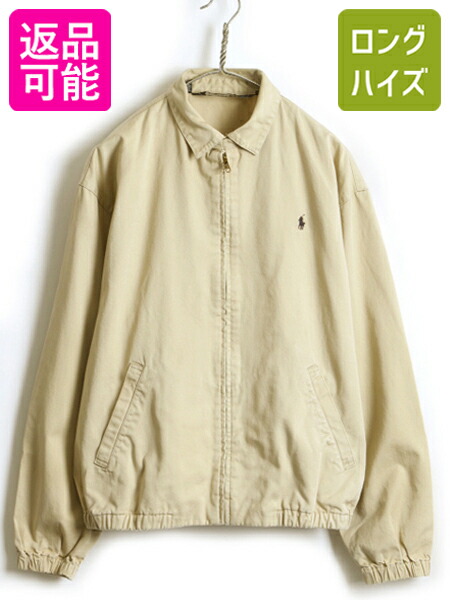 21超人気 メンズファッション コート ジャケット ワンポイント アメカジ ポケット付き ジップアップ アウター Lauren Ralph ラルフ 中古 Us古着 ブルゾン カーキ 90年代 ジャンパー 古着 M メンズ ジャケット スイングトップ コットン フルジップ ラルフローレン