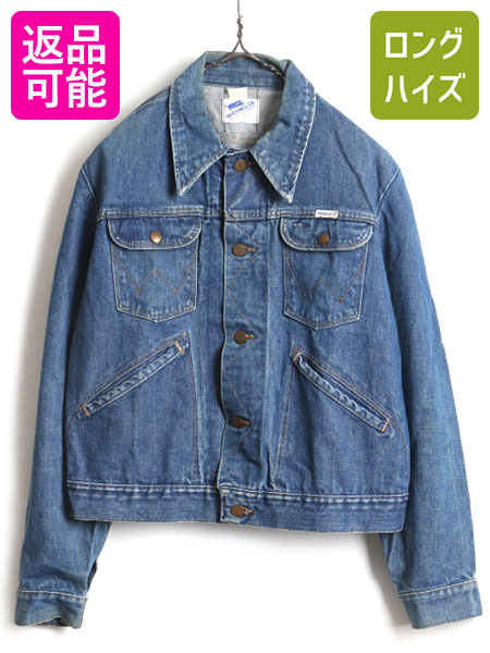 メンズファッション コート ジャケット ブルゾン コットン デニムジャケット アメリカ製 男性 中古 Us古着 Gジャン ジャンパー ジージャン 80年代 古着 程 M メンズ ジャケット デニム 4ポケット ラングラー Wrangler ビンテージ Usa製 80 S アウター ブルー