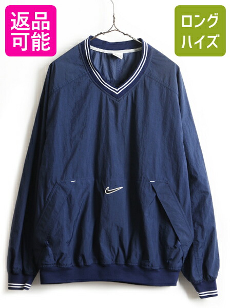 楽天市場 90 S オールド Nike ナイキ スウォッシュ ロゴ Vネック リブライン プルオーバー ナイロン ジャケット メンズ L 古着 90年代 紺 白 中古 男性 ジャンパー ナイロンジャケット ウインドブレーカー ブルゾン ポケット付き ワンポイント スウッシュ