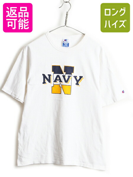 90 S オールド Champion チャンピオン Us Navy ネイビー プリント 半袖 Tシャツ メンズ M 古着 90年代 ミリタリー 白 白t 軍物 海軍 中古 アメカジ プリントtシャツ プリントt ホワイト 目つき 目あり 刺繍 トリコタグ Usn クルーネック 半袖tシャツ