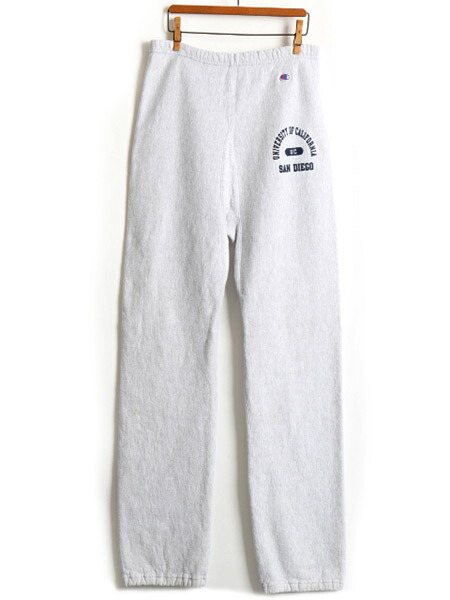 90 S Usa製 チャンピオン リバースウィーブ 3段 カレッジ プリント スウェット パンツ メンズ L 古着 Champion スエット トレーナー 中古 90年代 オールド アメリカ製 裏起毛 ワンポイント 刺繍 トリコタグ トリコ リバース グレー 男性 ボトムス 霜降り グレー 杢灰