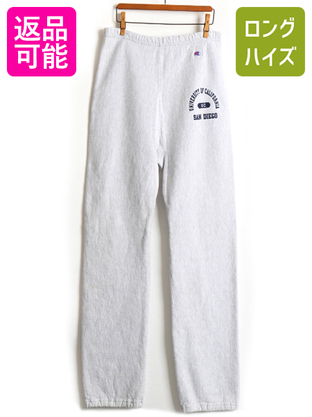 90 S Usa製 チャンピオン リバースウィーブ 3段 カレッジ プリント スウェット パンツ メンズ L 古着 Champion スエット トレーナー 中古 90年代 オールド アメリカ製 裏起毛 ワンポイント 刺繍 トリコタグ トリコ リバース グレー 男性 ボトムス 霜降り グレー 杢灰