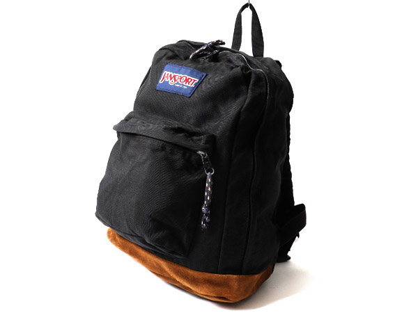 人気 黒 90s Usa製 Jansport ジャンスポーツ 本革 レザー ボトムレザー ナイロン リュック サック バックパック デイパック 90年代 Us古着 中古 メンズ レディース 男性 女性 男女兼用 Made In Usa ブラック ブラウン 茶 カバン 鞄 通学カバン スウェード