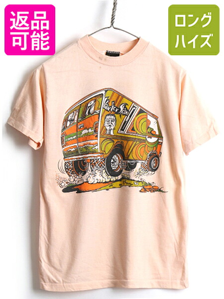 カスタムカー ビンテージ サイケデリック 男女 70 S モンスター プリント サイケ ナショナル National 半袖 Tシャツ メンズ レディース M 古着 中古 70年代 半袖tシャツ プリントtシャツ サイケ ヒッピー フランケン イラスト ビッグプリント 男女 シングル