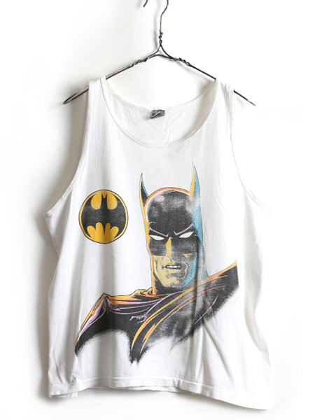80 S ビンテージ バットマン オフィシャル 刷り出す 貯蔵タンク最前 メンズ レディース L 範囲 古着 80時代 Batman 其の時物 アメコミ 白妙 Us古着 中古 重ね着 花の冠ヤード ノースリーブ ヒーロ 資 シングル目 キャラt 白妙 男女兼用 アメカジ Geo2 Co Uk