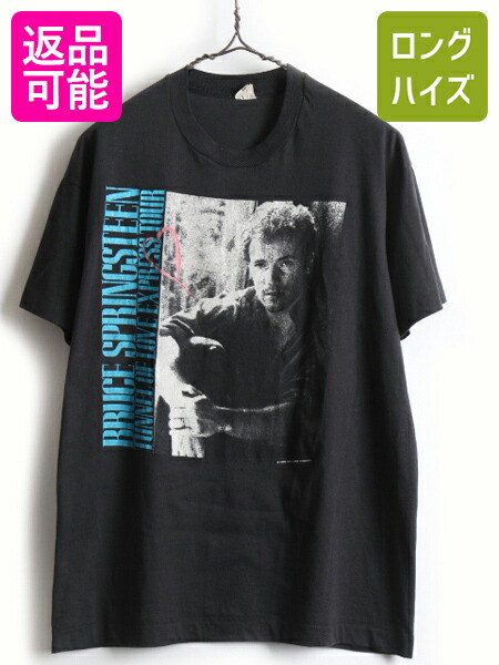 80s USA製 ビンテージ ★ Bruce Springsteen ブルーススプリングスティーン 半袖 ツアー Tシャツ ( メンズ 男性 XL ) 古着 80年代 バンドT| 中古 アメリカ製 半袖Tシャツ アメリカ製 バンドTシャツ ロックT ロックTシャツ 黒 ブラック シングルステッチ プリントTシャツ｜古着ヴィンテージショップLong his