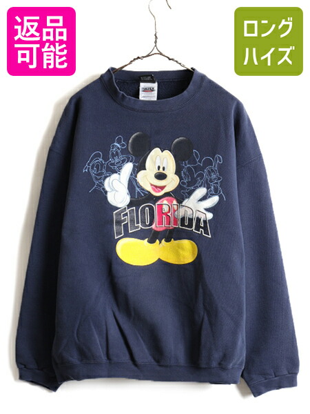 楽天市場 90 S 大きいサイズ Xl ディズニー オフィシャル ミッキー プリント スウェット トレーナー メンズ レディース 古着 キャラクター 紺 Us古着 中古 90年代 オールド 裏起毛 プルオーバー クルーネック スエットミニー ドナルド グーフィー プルート 男女