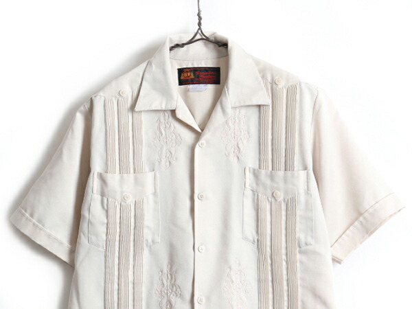 Yucatecas 4隠し 半袖 開襟 キューバティーシャツ メンズ M レベル 古着 半袖シャツ 刺繍 開襟シャツ 筥 オープン色相 アイヴォリー Us古着 中古 男の人 無地シャツ キューバ シャツ 綿シャツ メキシカン オープンカラーシャツ ポケット倖 リアル アメカジ Residenza