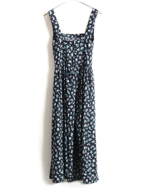 80 S Usa製 ビンテージ Lang ノースリーブ フレア ワンピース 花柄 レディース 女性 サイズ 4 Xs 程 ロング丈 古着 黒 ふんわり 80年代 アメリカ製 Dress ビンテージ リゾート 小花柄 総柄 ガーリー カントリー キャミワンピ マキシ丈 ワンピ アンティーク 中古